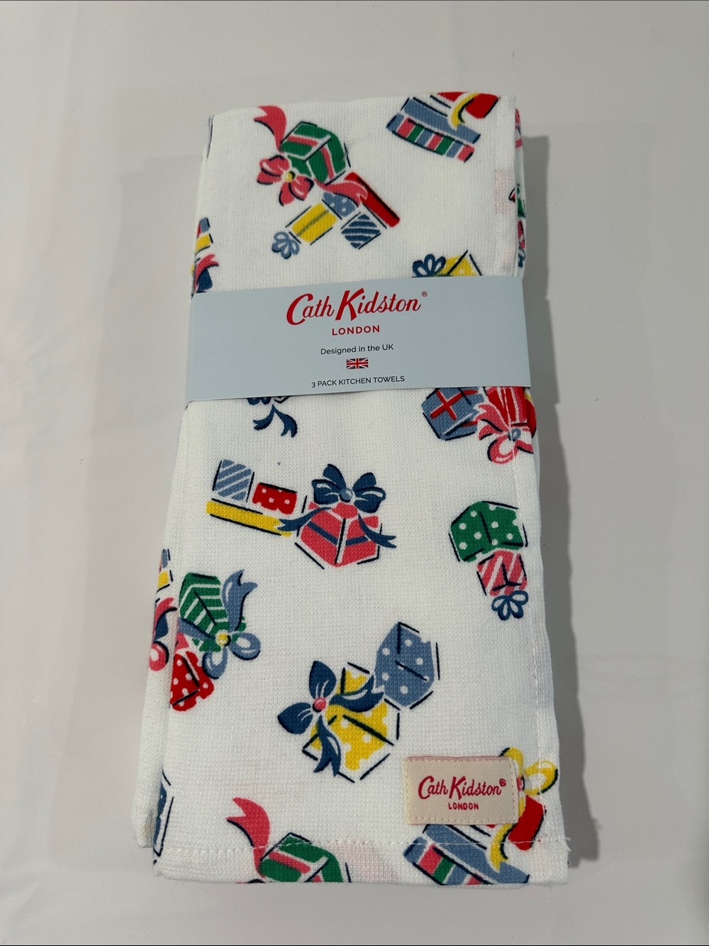 NWT Cath Kidston Christmas Hand Towels British London Set of 3 Presents Gifts